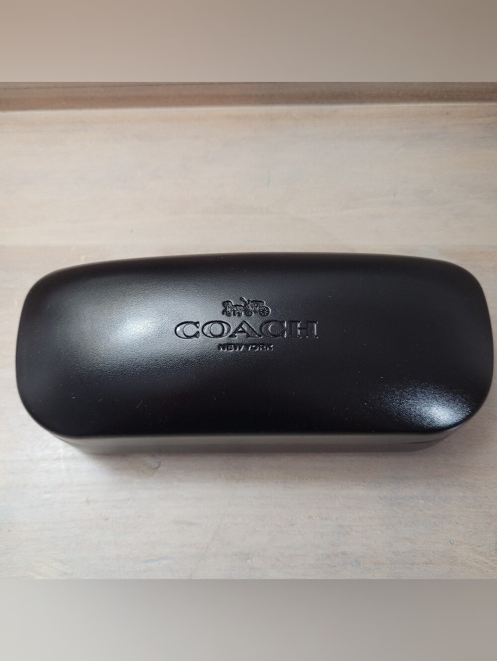 Coach Black Hard-Sided Eyewear Case with Embossed Logo Branded Microfiber Cloth